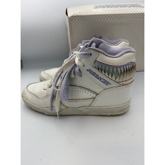 Vintage Jordache High Top Women's Sneakers Size 7.5 - White/Mint/Lilac 80s Retro - Picture 2 of 10